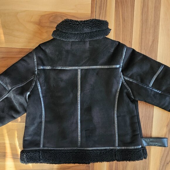 Zara Faux Shearling black Aviator Coat - Picture 2 of 7